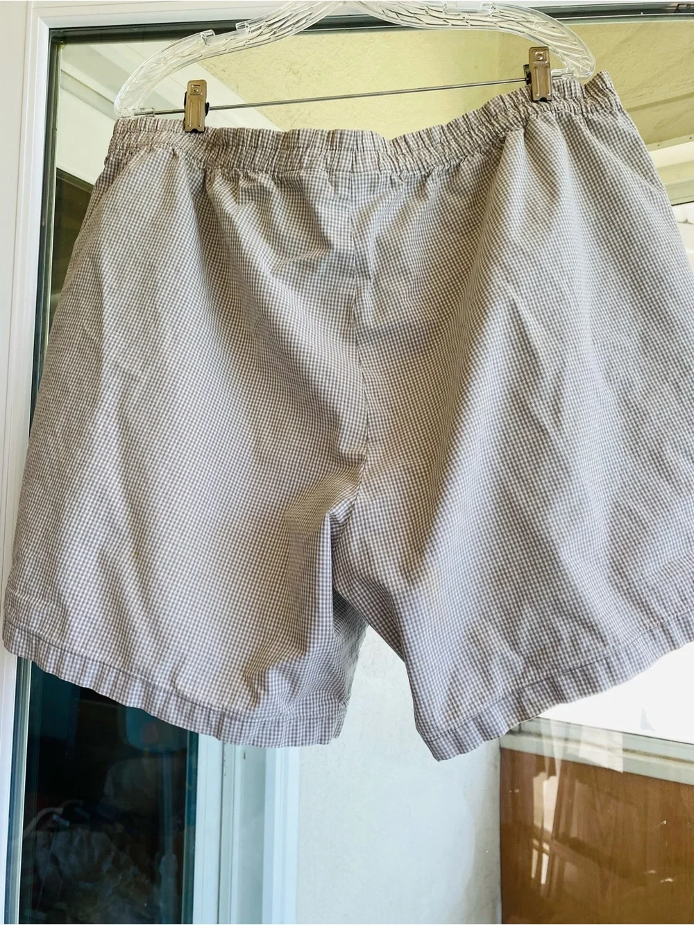 Vintage Nike Court Tennis Shorts XL Beige Gingham  Drawstring 100% Cotton Y2K